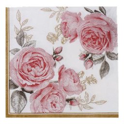Serviettes en papier à motif Floral Vintage 10/20 pièces 33cm Rose pour décoration de mariage ou