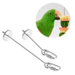 Cage en acier inoxydable pour oiseaux perroquet brochette nourriture bâton de viande jouet