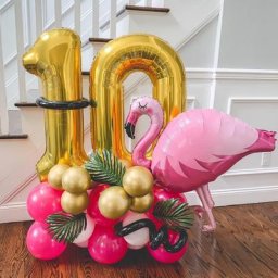 Décoration de fête à thème de flamant Rose rouge ballon numérique en or de 32 pouces décoration de