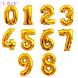 HUIRAN-Ballons en forme de chiffres dorés 32 pouces en aluminium décorations idéales pour une