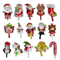 15 pièces Milu cerf Jingle Bell père noël ballons en aluminium béquilles bâton Globos joyeux noël