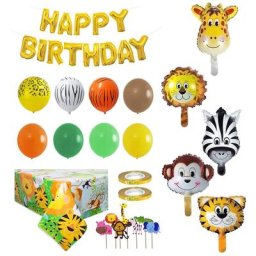 Kit de ballons thème animaux de la Jungle guirlande de fête Lion girafe Film en aluminium