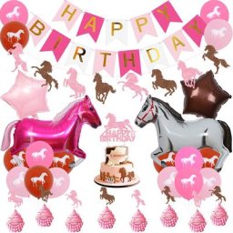 Kit de ballons sur le thème du cheval pour filles décorations de fête bannière de joyeux