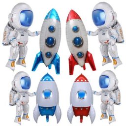 Grand ensemble de ballons d'astronaute en forme de fusée gonflable 4D 2 pièces en aluminium