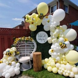 129 pièces guirlande de ballons d'abeille jaune et blanc Kit d'arche bourdon en aluminium