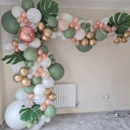 Ballons en Latex Vert Avocat Kit Guirxiété Arche Rétro Perle Verte Or Rose Anniversaire Noël