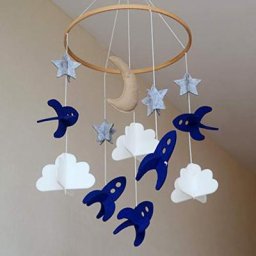 Attrape-rêve en feutre CPull pour bébé jouet hochet pour bébé vaisseau spatial mobile étoiles