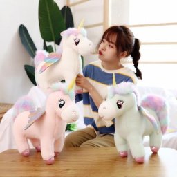 Jouet en peluche de licorne géante ailes d'arc-en-ciel 35-50cm animal en peluche poupée pelucheux