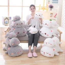 Peluche de chat couché Kawaii poupée de chats mignons oreiller Animal doux jouets de dessin animé