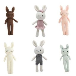 Poupée en laine de lapin au crochet faite à la main peluche apaisante torche de cerf lion beurre