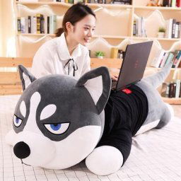 DMurcia-Peluche rembourrée drôle de chien Husky pour enfants pull à rayures de beurre jouet en