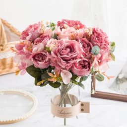 Bouquet de roses et de pivoines artificielles en soie 30CM décorations de noël pour maison