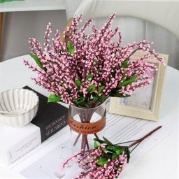 Fleurs artificielles 35cm petit bonbon frais haricots d'acacia en plastique plante verte pour