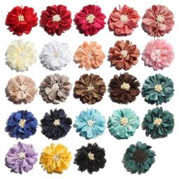 Tissu froissé Vintage pour nouveau-né 10 pièces 23 couleurs 5cm fleurs en mousseline de soie