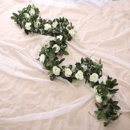 InjArtificial Rose Vigne Facface Fleurs pour Mur Fausses Plantes Rotin de Noël Feuilles