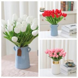Bouquet de tulipes artificielles 10 pièces toucher réel fausses fleurs pour bricolage
