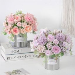 Bouquet de pivoines artificielles en soie bleue 7 têtes belle hortensia fausse fleur haute