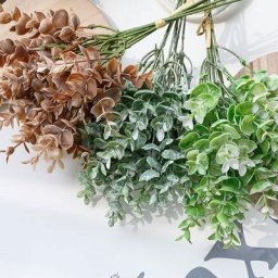Plantes artificielles à longue tige en plastique Bouquet d'eucalyptus feuille de poisson herbe