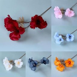 1 Bouquet de fleurs artificielles Hibiscus en soie 3 têtes décoratives fausses fleurs portables