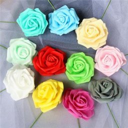 Roses Artificielles en Mousse PE avec Tige pour Patients Têtes de 8cm Bouquet de Bricolage