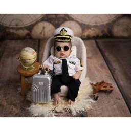 Accessoires de photographie pour nouveau-né chapeau plat ensemble de nœuds papillon costume mini