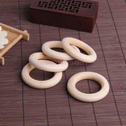 Anneau de dentition en bois naturel pour bébé 5 pièces 55mm collier Bracelet bricolage