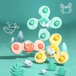 Hochets rotatifs amusants TeWindsor Montessori pour enfants ventouse de bain Spinner jouet à