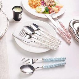 Ensemble de couverts en perles avec manche en céramique acier inoxydable 18/10 cadeau créatif