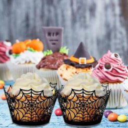 Doublures de gâteaux Chi découpées au laser toile d'araignée noire fête d'Halloween gâteaux Chi