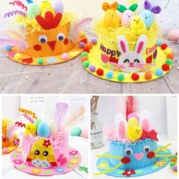 H55A – chapeau de pâques en tissu Non tissé pour enfants Kit de matériel de lapin artisanat fait à