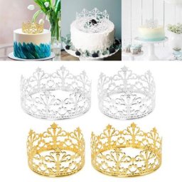 Décoration de gâteau en métal or/argent 1 pièce diadème couronne élégant mariage pâtisserie