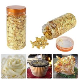 Flocons de Schabin en feuille d'or brillant de qualité alimentaire 24K argent cuir chevelu rose