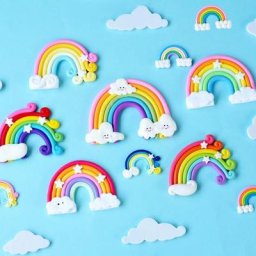 Topper de gâteau coloré arc-en-ciel décoration de fête d'anniversaire pour enfants