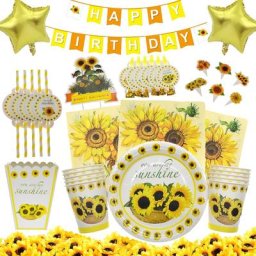 Fournitures de fête à thème tournesol vaisselle en papier tasse assiette nappe en paille
