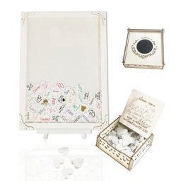 Livre d'or de mariage en bois blanc cadre photo décoration de boîte de signe de coeur