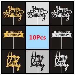 Garniture de gâteau joyeux anniversaire en anglais 10 pièces/sac fournitures de fête décoration