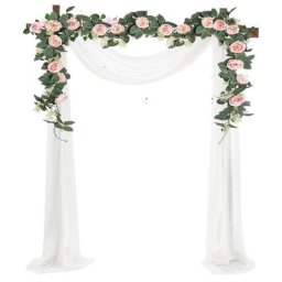 Guirxiété de Fleurs Artificielles pour Arc de Mariage Rideau de Drapage Semi-Transparent pour