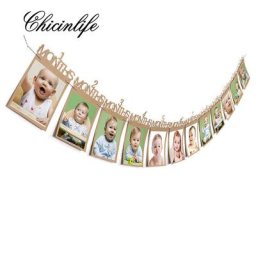 Chicinlife-Guirxiété de photos pour bébé de 1 à 12 mois banderole pour premier anniversaire