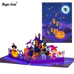 Cartes de vministériels x pop-up hmatte en 3D pour enfants cartes postales d'halloween jour des