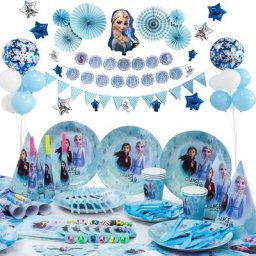 Assiettes et gobelets en papier thème Disney Frozen 2 princesse des neiges Elsa décoration de