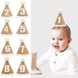 Chapeau d'anniversaire en toile de jute décoration de fête de premier anniversaire pour bébé