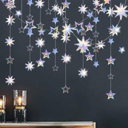 Banderole en papier miroir Laser de 4m guirlande d'étoiles Flash décoration joyeux anniversaire
