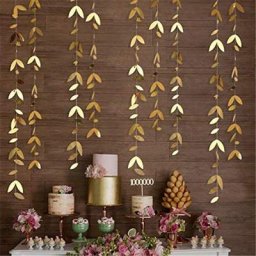 Banderole en papier pour décoration d'anniversaire guirlandes miroir en cuir chevelu doré pour