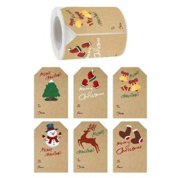 Autocollants de noël en papier Kraft étiquette auto-adhésive nom de noël pour la maison la