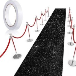 Tapis de fête noir brillant personnalisé avec ruban adhésif adapté aux mariages Noël