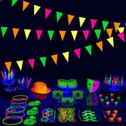 Fournitures de fête au néon bannière néon ballon structurels ent lunettes gants lueur dans les