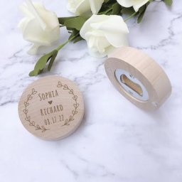 Ouvre-bouteille magnétique en bois personnalisé faveur de mariage aimant de réfrigérateur cadeau