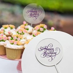 Décoration de gâteau en acrylique Transparent blanc taille et forme personnalisées joyeux