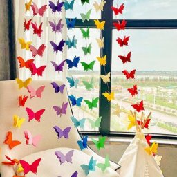 Guirlande de fleurs en papier coloré 3D 1 pièce de 2m guirlande de décoration pour fête de