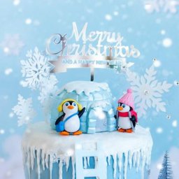 Décoration de gâteau avec foulard en forme de pingouin pour fête de noël décor de pâtisserie pour